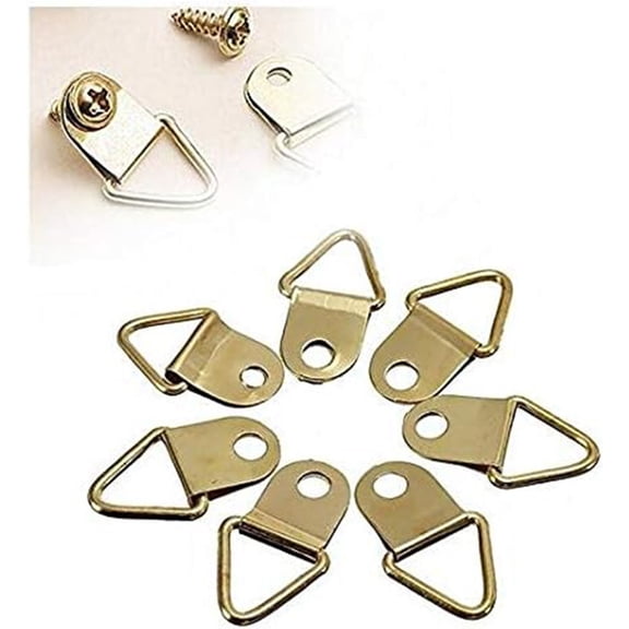Elegant Metal Photo Hanger Hooks and Mirror Mounting Hardware Kit, Discrete Triangle D-Ring Design with Sleek Finish for Hidden Support, Enhances Home Decor by Securely Displaying Art