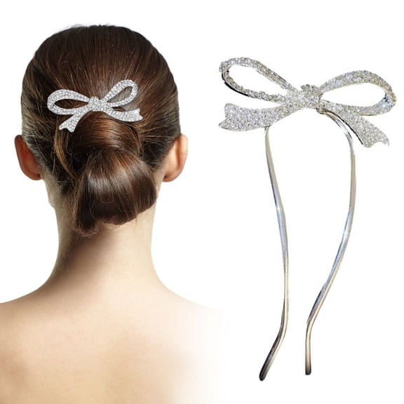 Elegant Metal Rhinestone U Shaped Bow Hair Clip Hairpin Comb Styling Headgear Tool