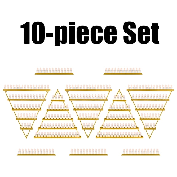 Robust Gold Metal, Wall-mounted, Nail Polish Storage Racks, Body Armor Stand, 5 Tiers, Triangular Display Rack, Set of 10, Cosmetic Display Cases, with Excellent Workmanship, for Home Salon