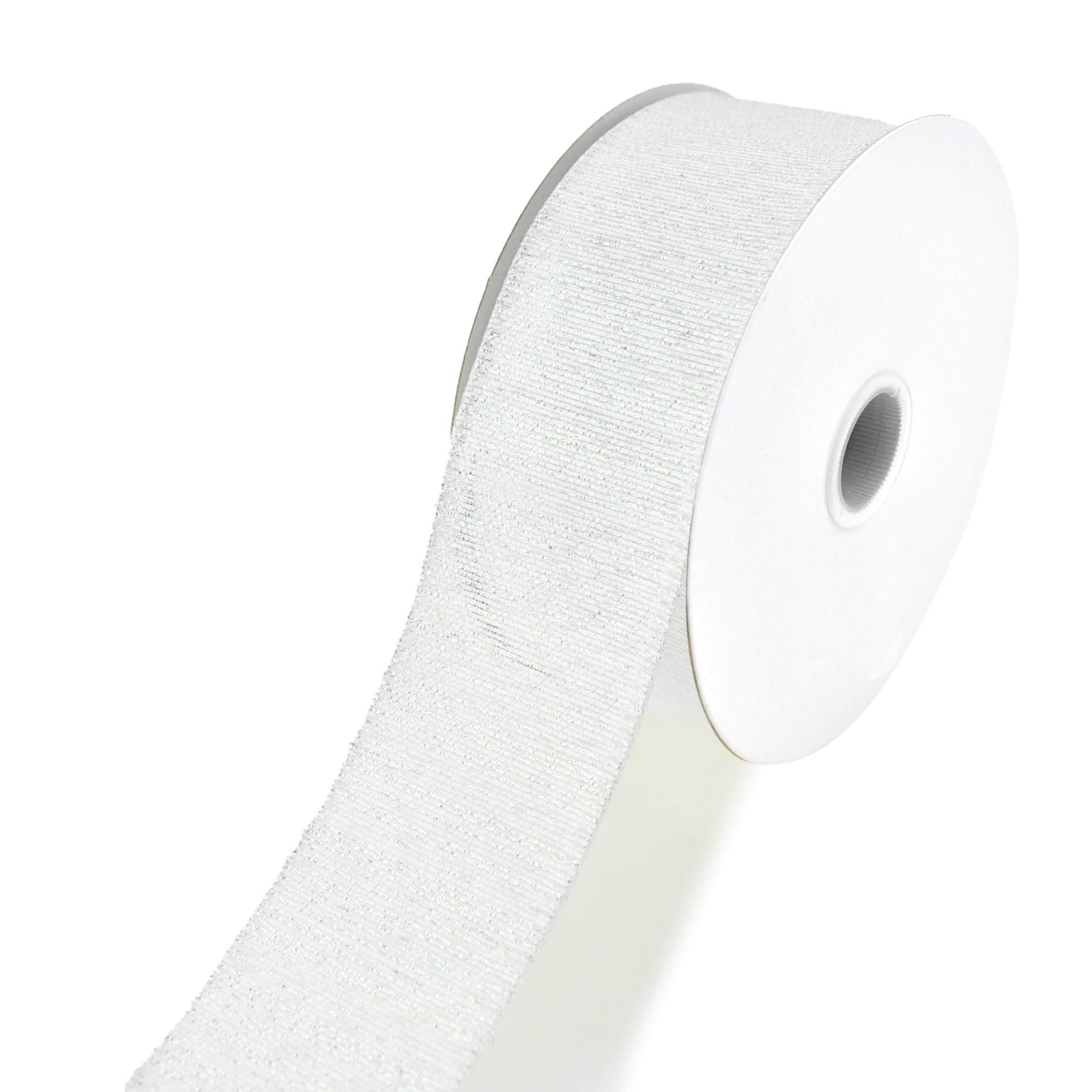 Elegant Metallic Weave Wired Ribbon, Iridescent White, 1-1/2-Inch, 10 ...