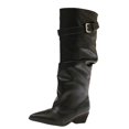 thumbnail image 1 of Elegant Mid Calf Boots With Sleek Finish And Side Buckle Detail for Fall Wear, 1 of 7