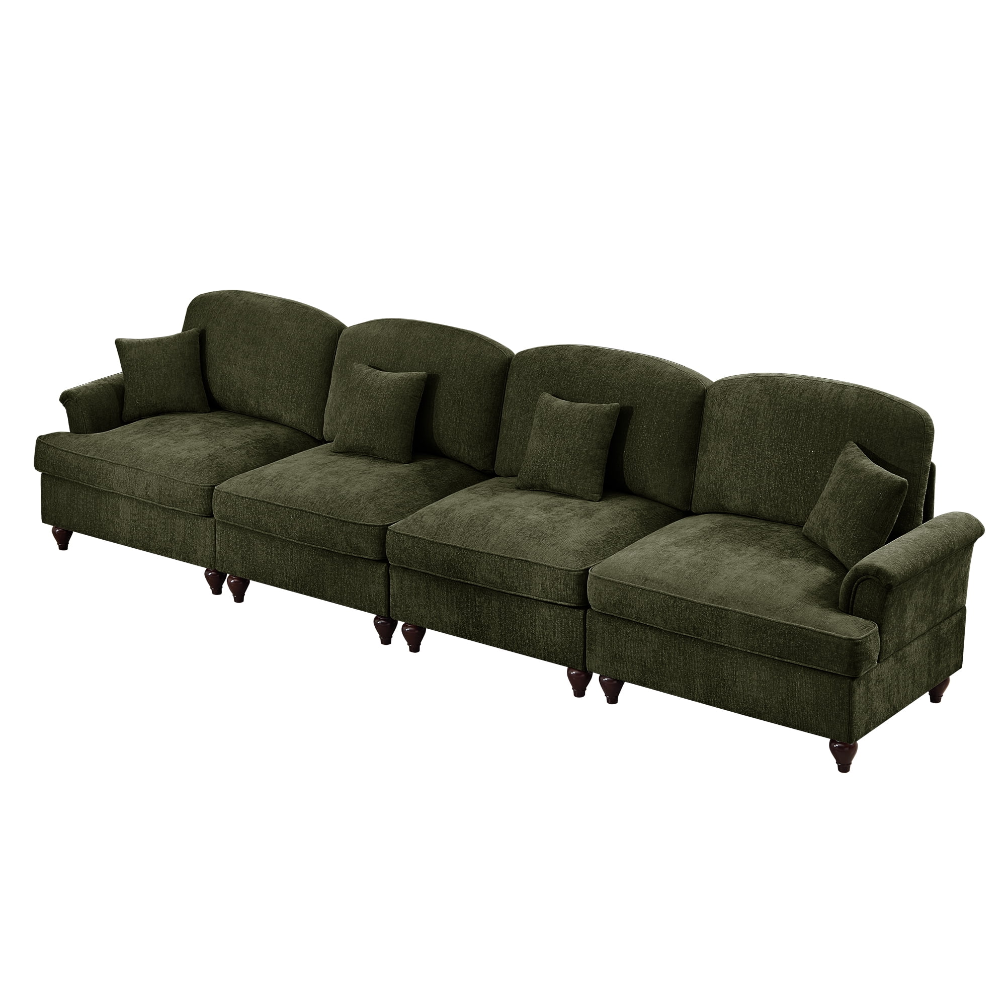 Sofa Inflable Ruffles Elegant Mid Century Large 4 Seater Sofa Couch with Flared Arms and ...
