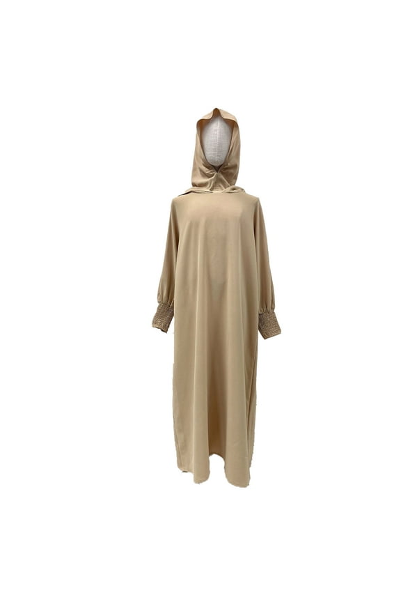 Elegant Middle Arab Girls' Abaya Hoodie Loose Dress Prayer Robe Long Dress Baby Boy Rompers Romper 2t