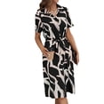 thumbnail image 1 of Elegant Midi Dresses for Women - Casual A-Line Fit and Flare Dress with Belt Black XXL, 1 of 9