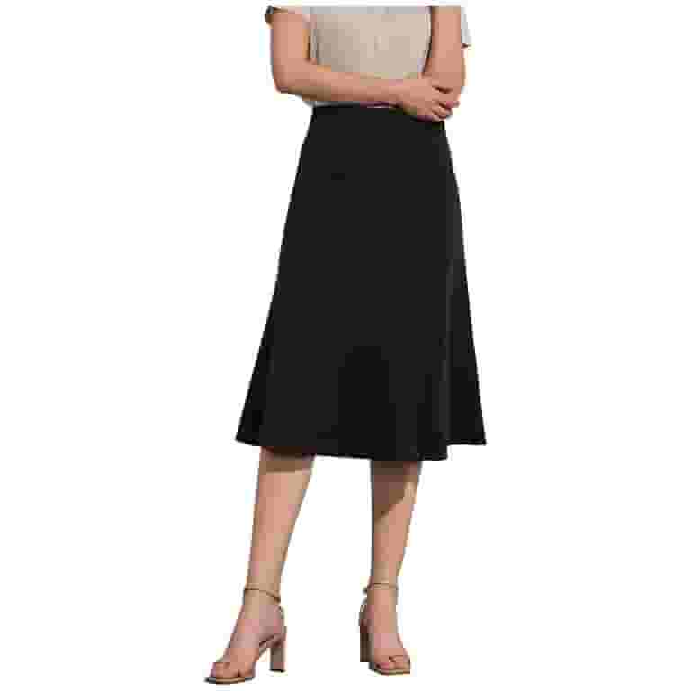 Elegant Midi Skirt for Women A Line Office Casual Work Skirt High