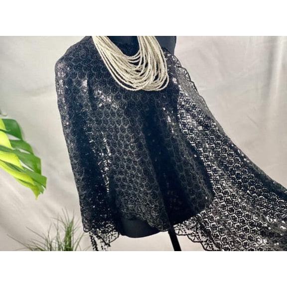 Elegant Midnight Sparkle Evening Wrap for Special Occasions | Luxurious Shine for Chic Elegance | Ideal Gift|SOL24A317
