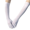 thumbnail image 1 of Elegant Milk Silk Elastic Long Gloves Soft Breathable Opera Performance Mittens 17.7in 1 Pair White, 1 of 5