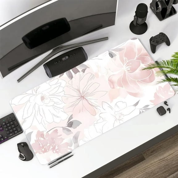 Elegant Minimalist Floral Mouse Pad Delicate Bloom Design Gaming Large Desk Pad Computer Keyboard Mousepad with Non-Slip Rubber Base Stitched Edge Perfect for Nature Lovers and Home Offices