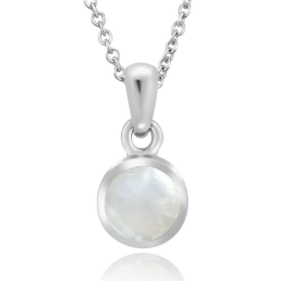 Elegant Minimalist Round White Pearl Dainty Medallion Sterling Silver Necklace