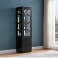 thumbnail image 1 of Elegant Mirror Curio 2 Clear Glass Shelves Floating Effect, LED Display Cabinet, 1 of 6