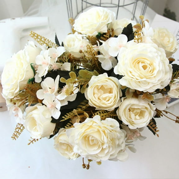 Elegant Mixed Artificial Flower Bouquet Featuring Peonies Roses And Hydrangeas