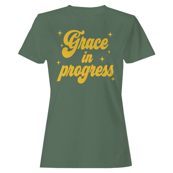 Grace in Progress Women's Military Green T-shirt