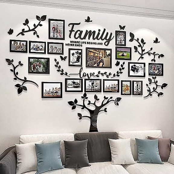 Elegant and Modern Photo Frame Tree Combination, Acrylic Decorative Wall Stickers for Home and Decor, Adhesive Removable and Reusable with Natural Design