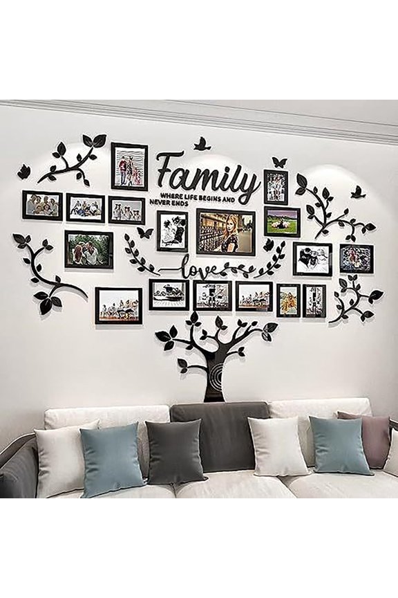 Elegant Modern Photo Frame Tree Combination Acrylic Wall Stickers Adhesive Removable Reusable Natural Design Home Wall Decor,Floral Wall Stickers