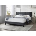 thumbnail image 1 of Elegant Modern Queen Size Bed with Charcoal Brushed Linen Box Design Headboard, 1 of 11