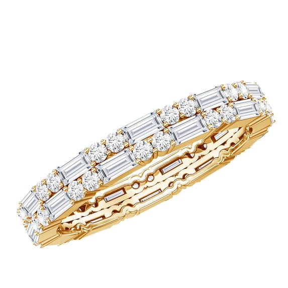 Elegant Moissanite Eternity Ring for Women - Wedding Anniversary Gift, 10K Yellow Gold, US 3.50