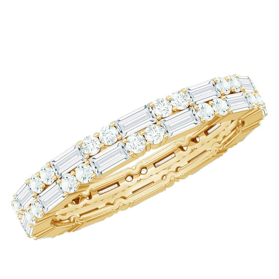 Rosec Jewels Elegant Moissanite Eternity Ring for Women (2.75 CT) - Wedding Anniversary Gift, 10K Yellow Gold, US 3.50
