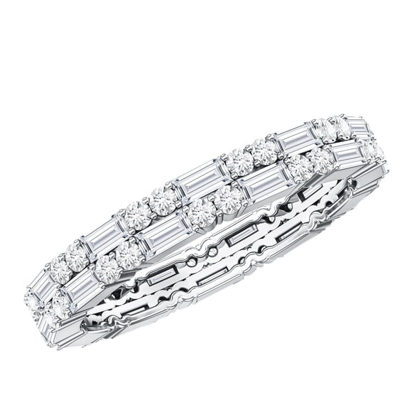 Elegant Moissanite Eternity Ring for Women - Wedding Anniversary Gift, 14K White Gold, US 10.00