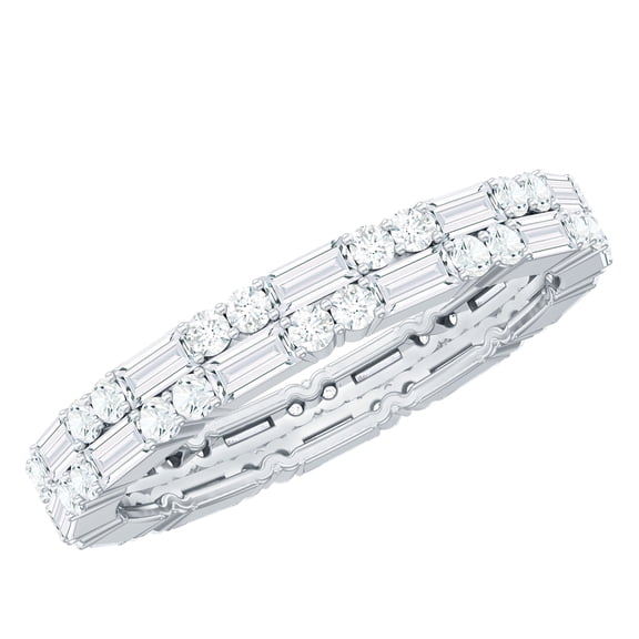 Rosec Jewels Elegant Moissanite Eternity Ring for Women - Wedding Anniversary Gift, 925 Sterling Silver, US 4.00