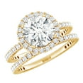 thumbnail image 1 of Rosec Jewels Certified Moissanite Engagement Wedding Ring Set (D-VS1 Quality) - 2 Carat Engagement Ring with Band - with Jewelry Box, 14K Yellow Gold, US 7.00, 1 of 8