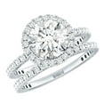 thumbnail image 1 of Rosec Jewels Certified Moissanite Engagement Wedding Ring Set (D-VS1 Quality) - 2 Carat Engagement Ring with Band - with Jewelry Box, 925 Sterling Silver, US 13.00, 1 of 8