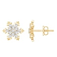 thumbnail image 1 of Rosec Jewels Snowflake Earrings for Women - Certified Moissanite Stud Earrings with Screw Back (D-VS1 Quality) - Ready to Gift, 18K Yellow Gold, 1 of 9