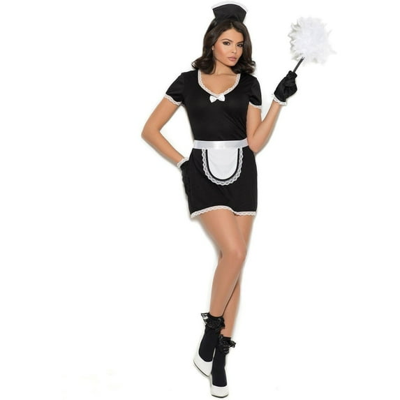 Elegant Moments EM-99088X Flirty Maid - 4 Pcs Costume Black / 1X/2X