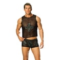 thumbnail image 1 of Leather and mesh shorts with cross and nail head detail., 1 of 2