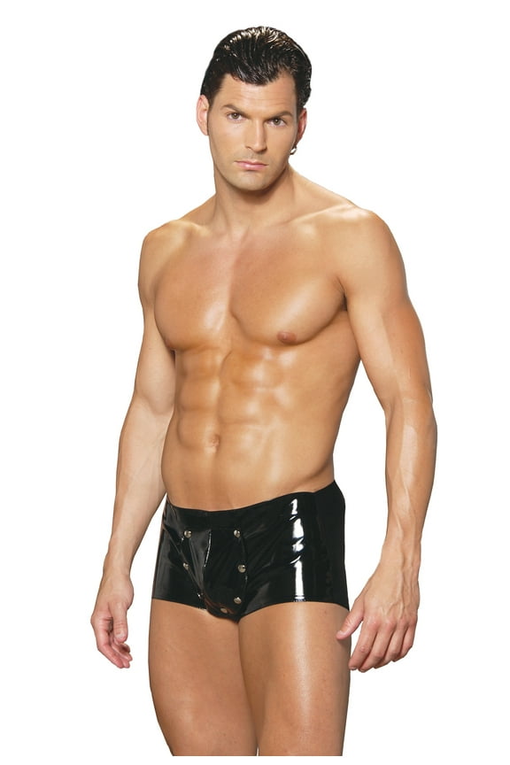 EM-V9209 Vinyl shorts with break away front M / Black