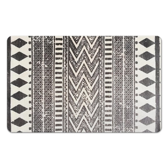 Elegant Moroccan 20x32 in Non-Slip Runner Rug - Washable, Ultra-Thin & Soft. Ideal for Kitchen, Bathroom, & Laundry Room. White Distressed Print Carpet Enhances Living Room & Entryway