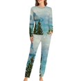 thumbnail image 1 of Elegant Mountains Pajamas Daily Sunset Print Casual Oversized Sleepwear Women Long Sleeve Pattern Retro Pajama Sets, 1 of 7