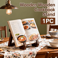 thumbnail image 1 of Elegant Multi-Purpose Wooden Holder,Stand,Designed for Displaying Recipe Books,Decorative Plates,Photos,and Sheet Music,Carbonized Solid Wood with Clear Grain,Wobble-Free Assurance, 1 of 11