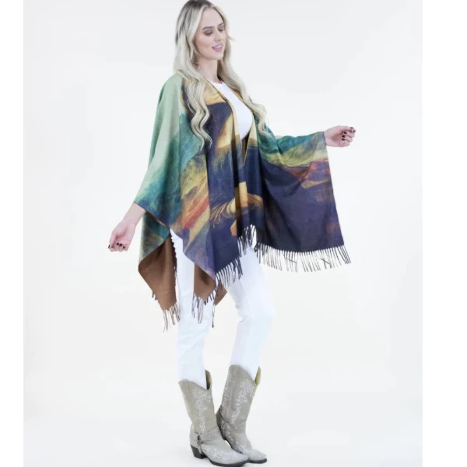 Elegant Multicolor Ruana Wrap for All Seasons - Luxurious | Cozy ...