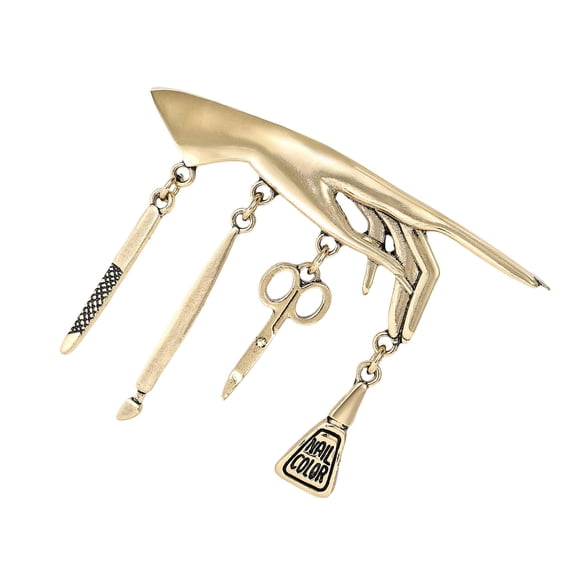 Elegant Multifunctional Brooch Showcasing Nails Tool Design and Tassels Embellishment Ideal for Fashion