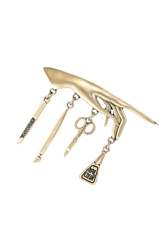 Elegant Multifunctional Brooch Showcasing Nails Tool Design and Tassels Embellishment Ideal for Fashion