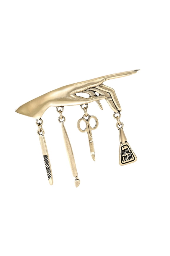 Elegant Multifunctional Brooch Showcasing Nails Tool Design and Tassels Embellishment Ideal for Fashion