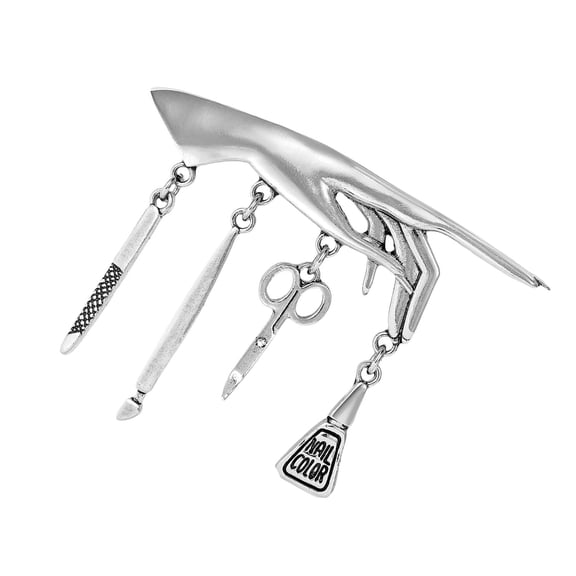 Elegant Multifunctional Brooch Showcasing Nails Tool Design and Tassels Embellishment Ideal for Fashion