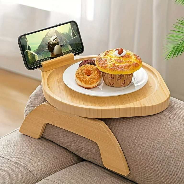 Elegant Multifunctional Wooden Sofa Tray Non Slip Rotating Phone Holder Foldable Armrest Elevate Your Comfort Entertainment Walmart