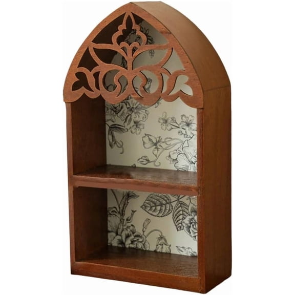 Elegant Multilayer Styles Wall Shelf Featurings Precise Engraveds Pattern Home Decoration Display Stand Gothics Wall Shelf（6.7x3.2x12in）