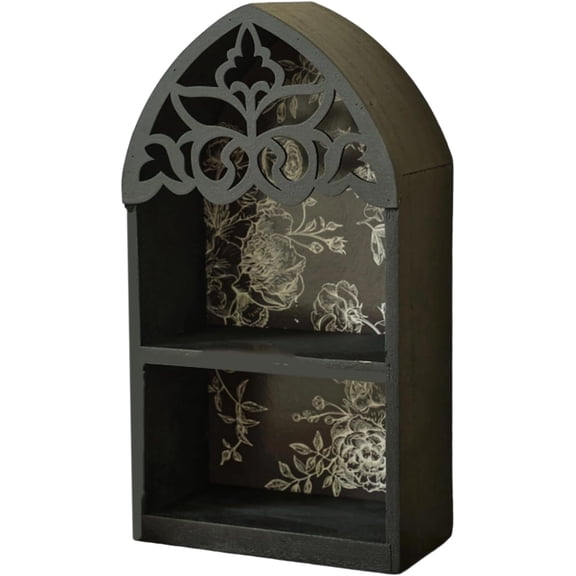 Elegant Multilayer Styles Wall Shelf Featurings Precise Engraveds Pattern Home Decoration Display Stand Gothics Wall Shelf(6.7x3.2x12in)
