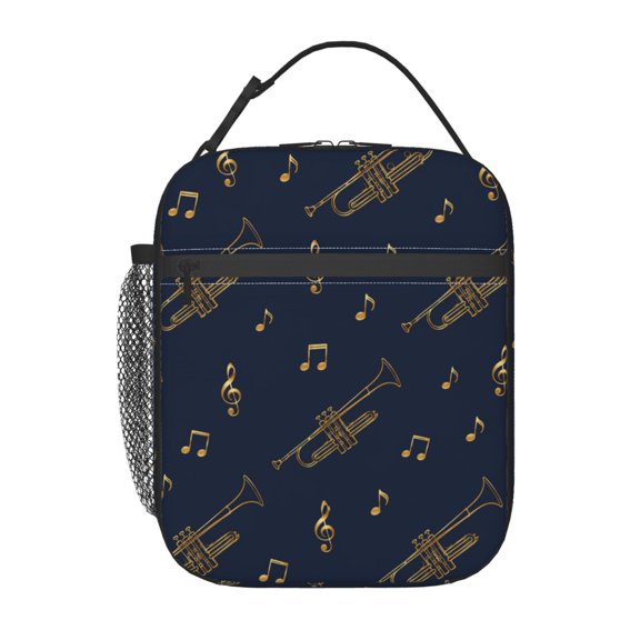 Elegant Musical Note Symphony Lunch Box Bag Insulated Lunchbox Reusable Tote Thermal Cooler Portable for Women Men
