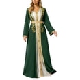 thumbnail image 1 of Elegant Muslim Abaya Dress With Embroidery Long Sleeve Robe And Inner Gown Two Piece For/Green/XS, 1 of 5