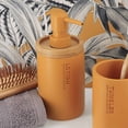 thumbnail image 1 of Elegant Mustard Yellow Soap Dispenser - Polyresin and Bamboo Design, Refillable Liquid Pump, 1 of 6