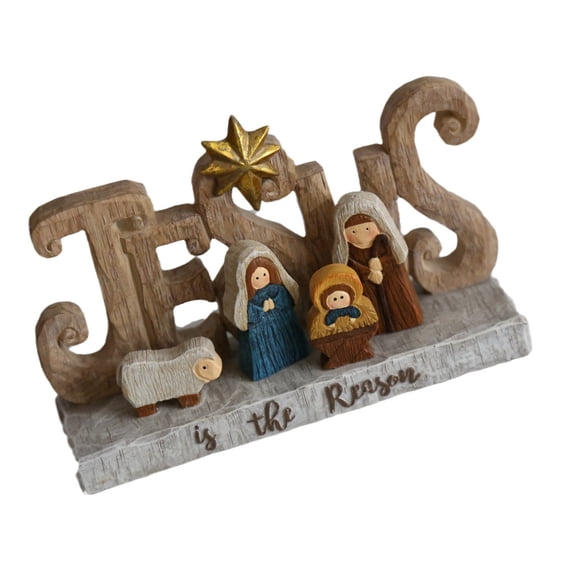 Elegant Nativity Scene Statue Resins Craft Vintage Holy Family Sculpture with Base Holiday Homes Church Tabletop Decors
