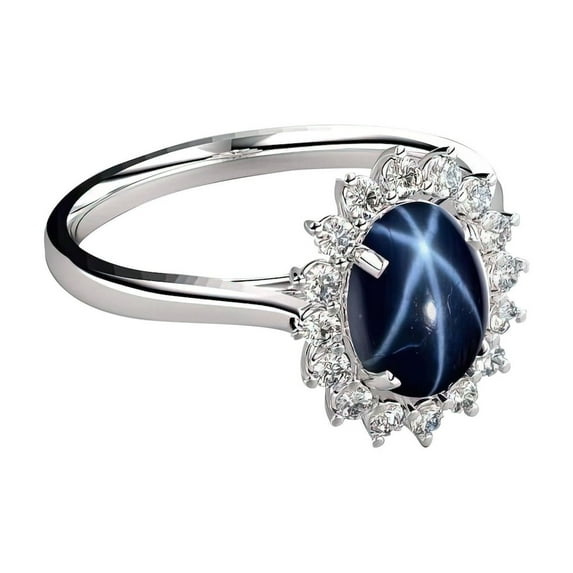 Elegant Natural Blue Star Sapphire Ring for Women in Solid Sterling Silver 925 Handcrafted Vintage Fine Jewelry Gift for Birthday, Anniversary, or Special Occasion Gold 5