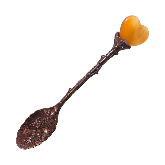 Elegant Natural Heart Spoon with Extended Handle for Coffee and Dessert Stirring Serving Utensil