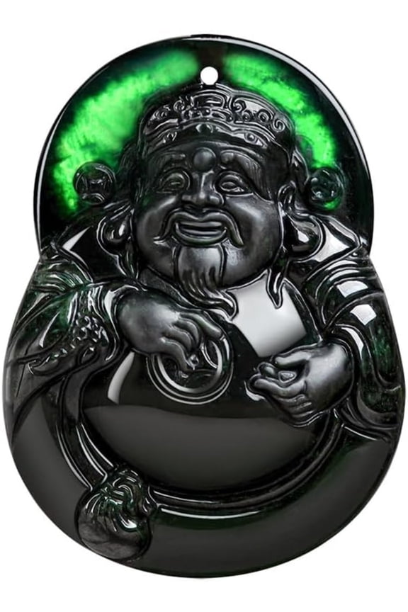 Elegant Natural Ink Jade Maitreya Buddha Necklace, Luxurious Wealth God's Blessing Pendant, Timeless Symbol of Prosperity, Grace, and Good Fortune, Ideal for Lunar New Year and Gift-Giving