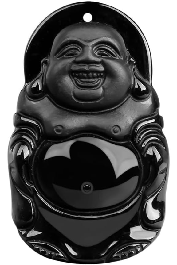 Elegant Natural Ink Jade Maitreya Buddha Necklace, Luxurious Wealth God's Blessing Pendant, Timeless Symbol of Prosperity, Grace, and Good Fortune, Ideal for Lunar New Year and Gift-Giving