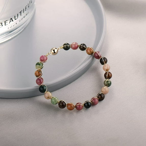Elegant Natural Tourmaline Bracelet for Women Braided Gemstone for Fit Clasp