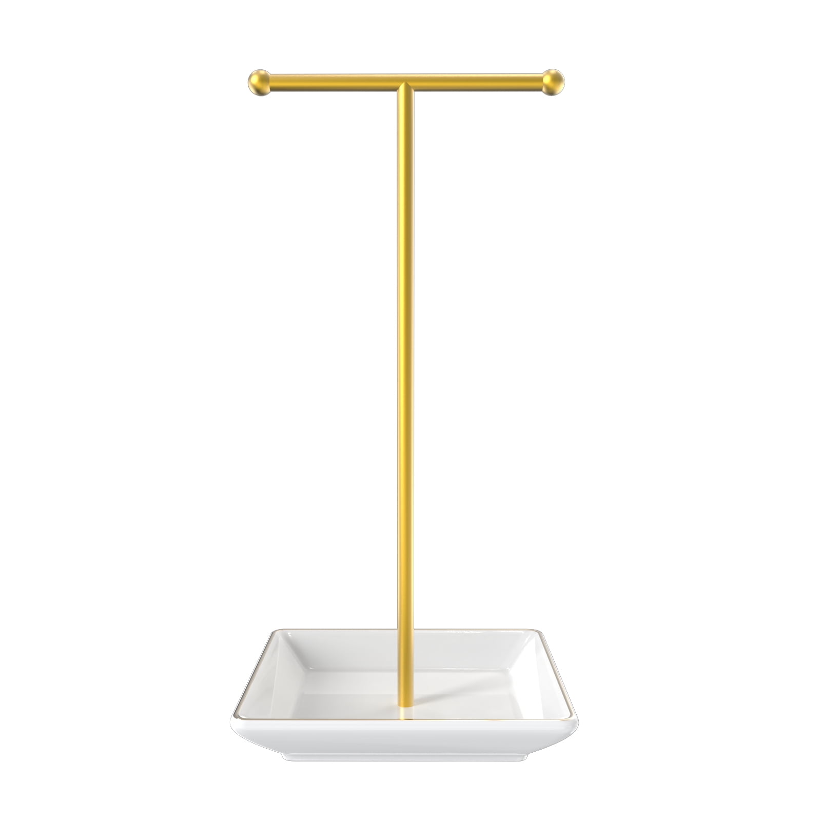 Elegant Necklace Holder with Ceramic Plate, 1ft Height Necklace Display Stand, Versatile Jewelry Organizer Stand for Necklaces, Bracelets, Rings, Stylish Jewelry Hanger Display for Home or Vanity